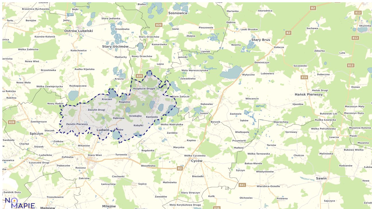 Mapa obszarów ochrony przyrody Ludwina