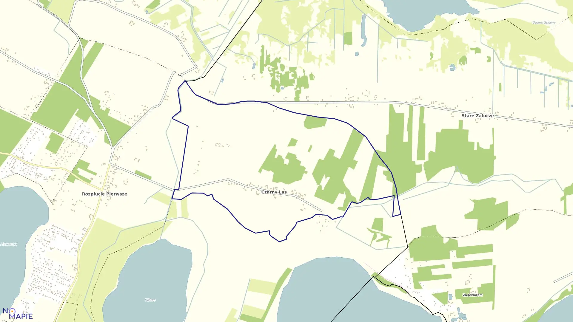 Mapa obrębu Czarny Las w gminie Ludwin