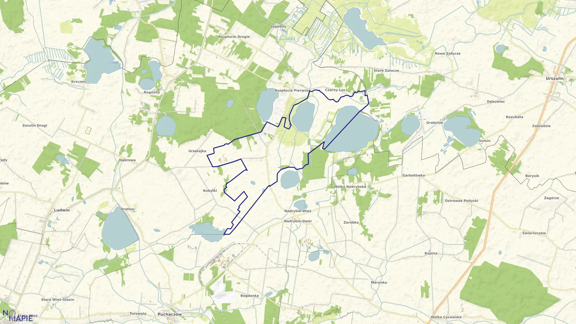 Mapa obrębu Kaniwola w gminie Ludwin