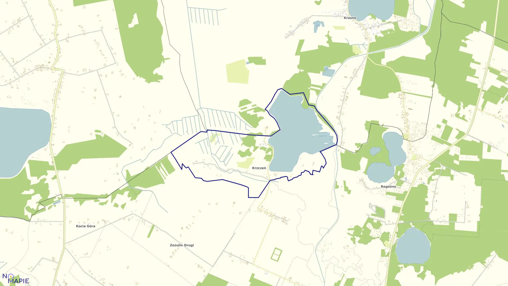 Mapa obrębu Krzczeń w gminie Ludwin